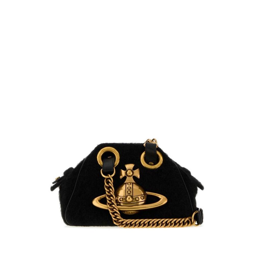 Vivienne Westwood Women Black Fabric Archive Orb Chain Shoulder Bag